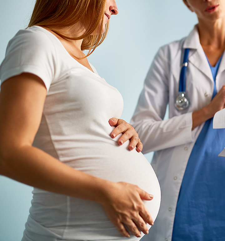 Maternal health care visual with professional medical imagery.